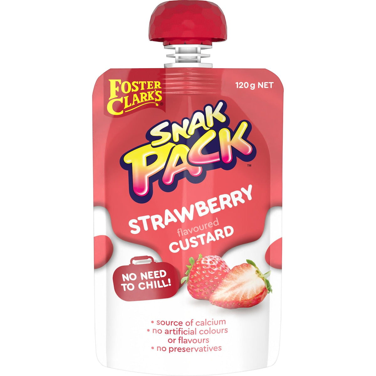 Foster Clark's Snak Pack Strawberry Flavoured Custard Pouch 120g