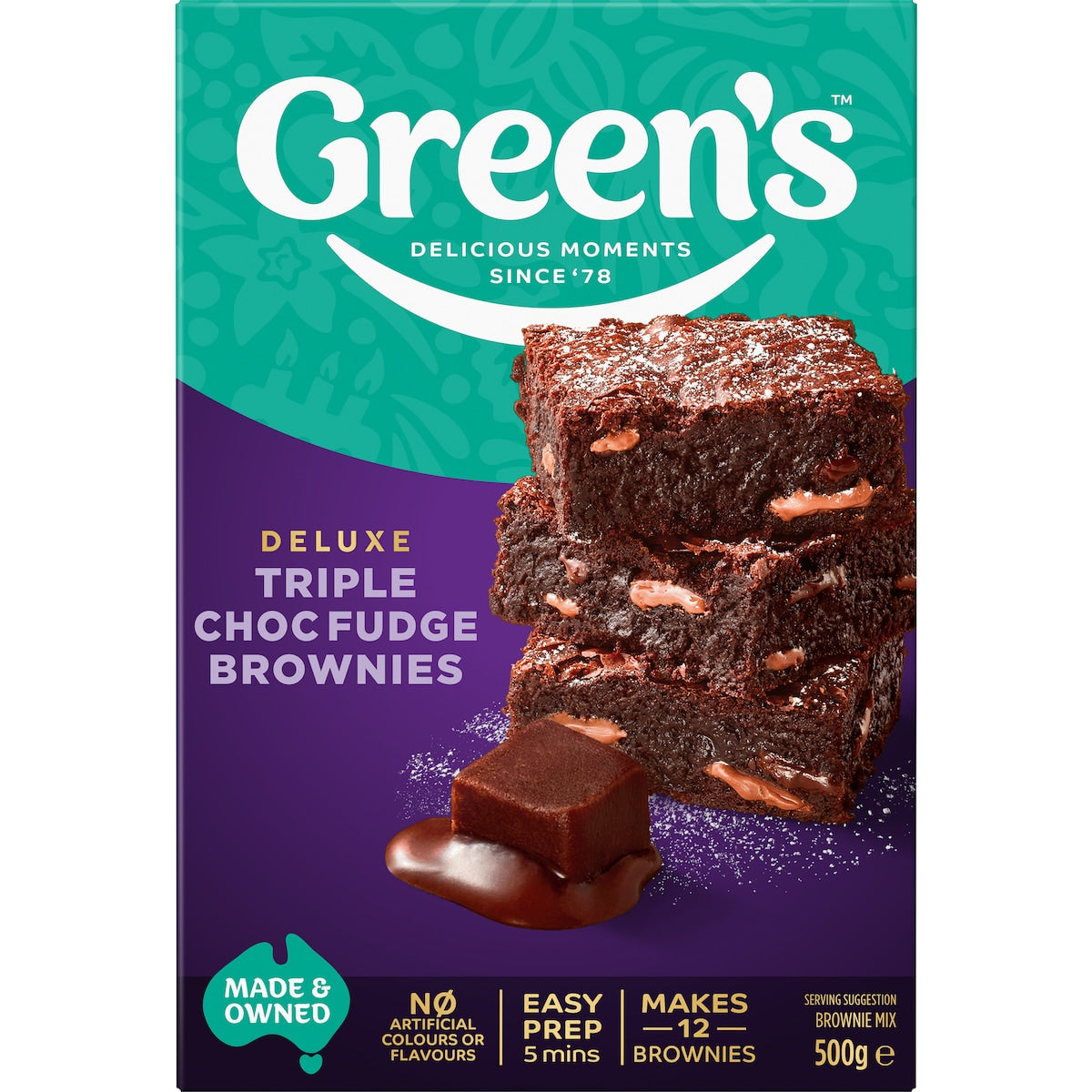 Greens Deluxe Triple Choc Brownie Mix 500g