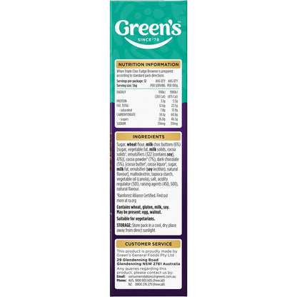 Greens Brownie Mix Triple Chocolate Fudge 500g