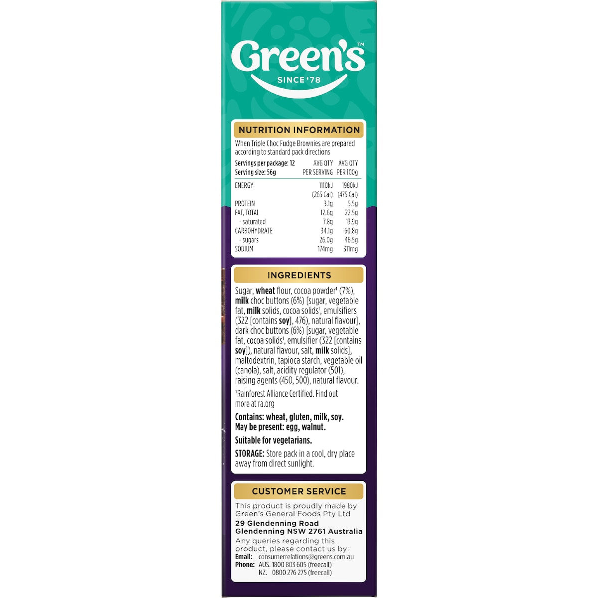 Greens Deluxe Triple Choc Brownie Mix 500g