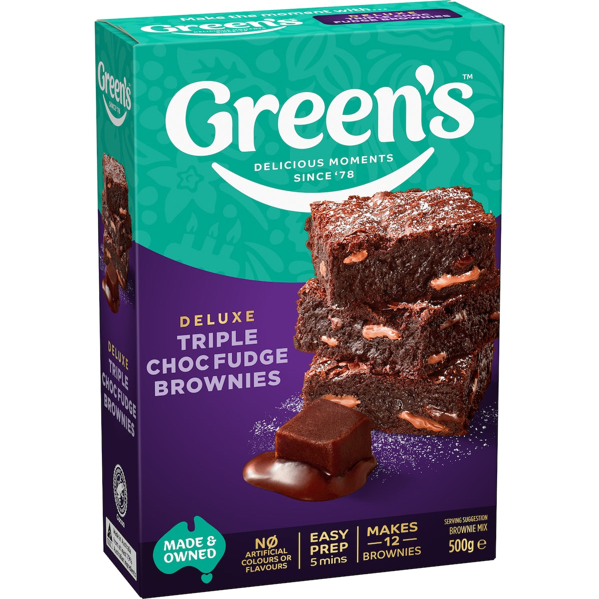Greens Deluxe Triple Choc Brownie Mix 500g