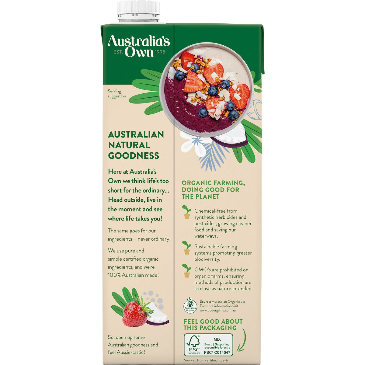 Australias Own Unsweetened Coconut Long Life Milk Uht 1l