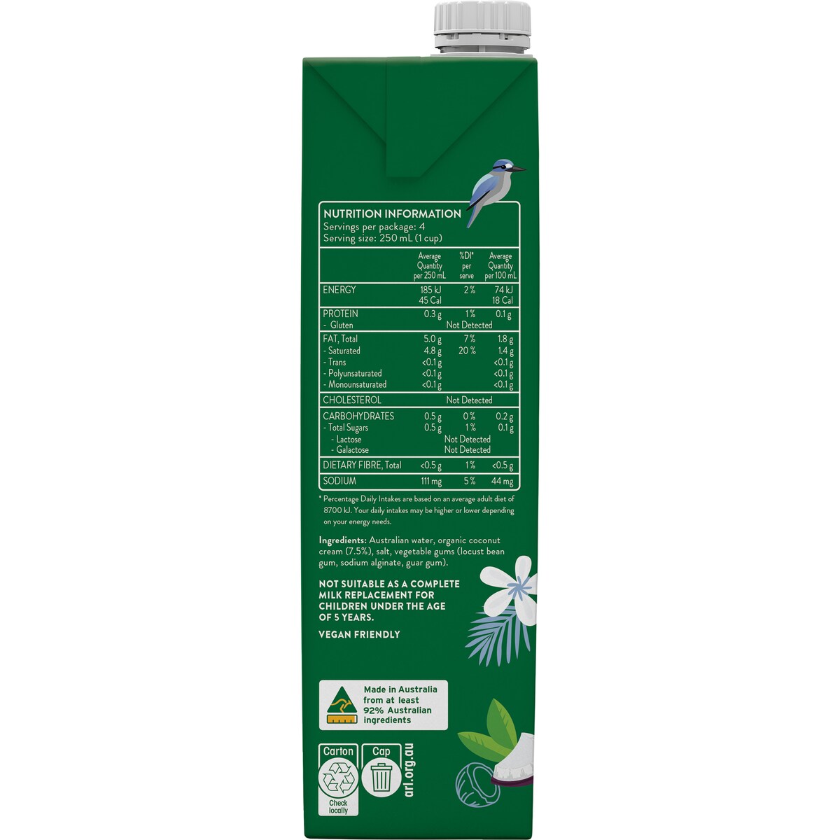 Australias Own Unsweetened Coconut Milk 1l