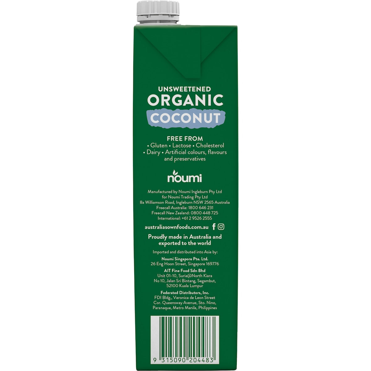 Australias Own Unsweetened Coconut Long Life Milk Uht 1l