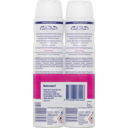Nivea Black & White Invisible Clear Aerosol Deodorant Twin Pack 250ml X 2 Pack