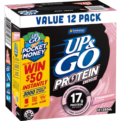 Up&go Protein Energize Liquid Breakfast Strawberry 250ml X 12 Pack