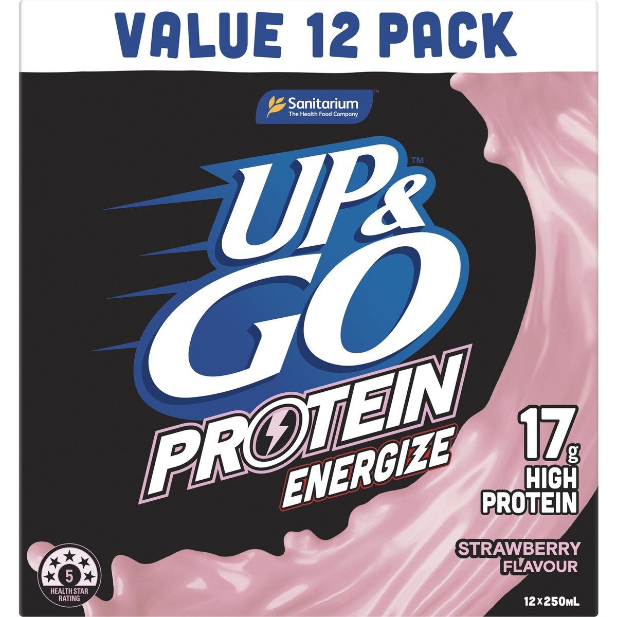 Sanitarium Up & Go Protein Energize Strawberry Flavour 250ml x 12 pack