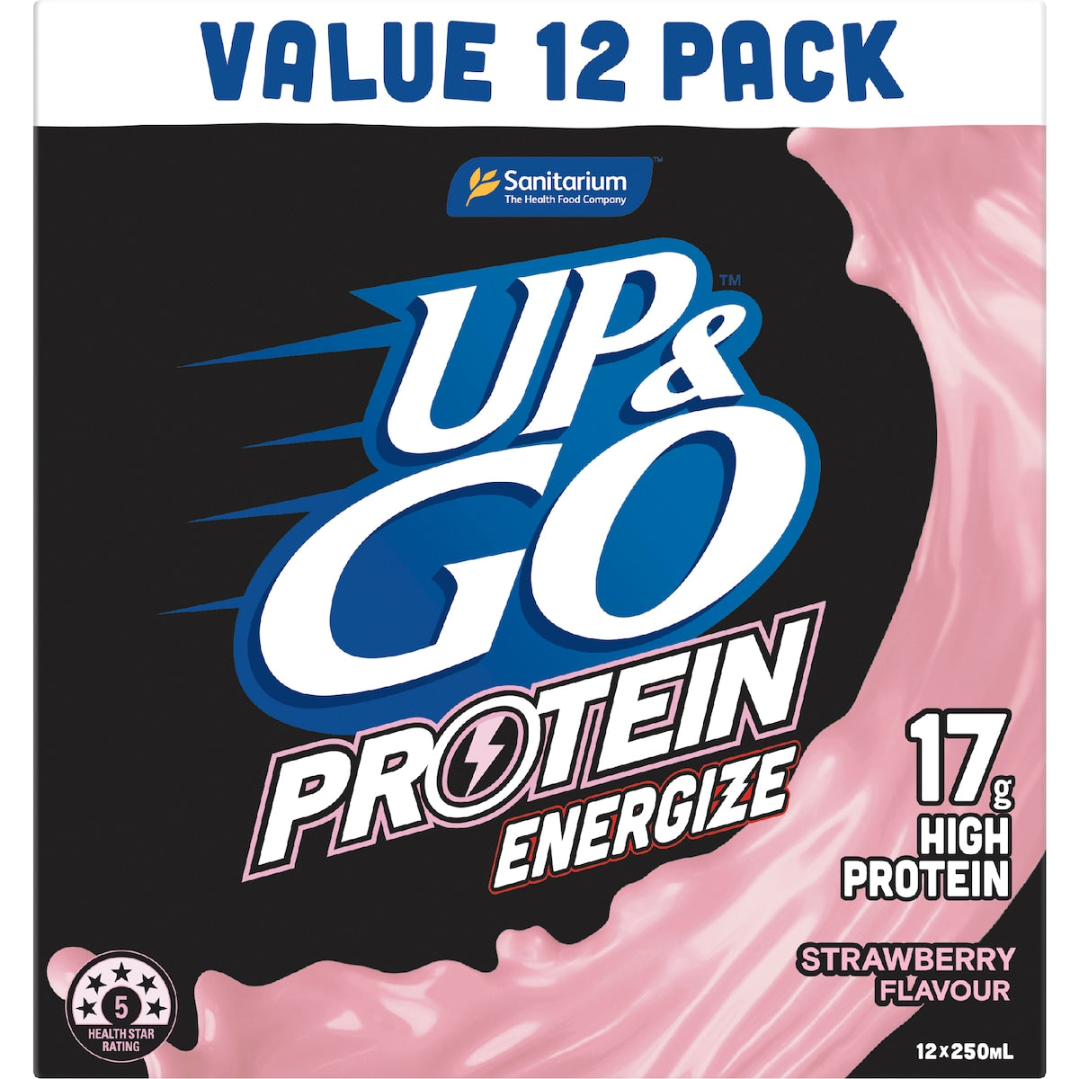 Up&go Protein Energize Liquid Breakfast Strawberry 250ml X 12 Pack