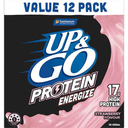 Up&go Protein Energize Liquid Breakfast Strawberry 250ml X 12 Pack
