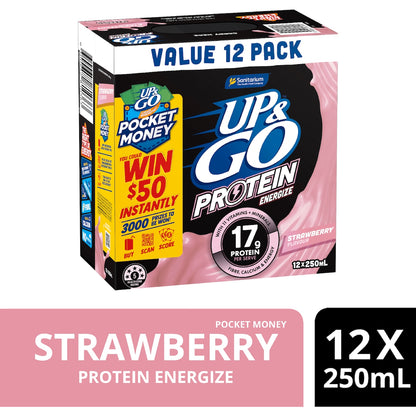 Up&go Protein Energize Liquid Breakfast Strawberry 250ml X 12 Pack