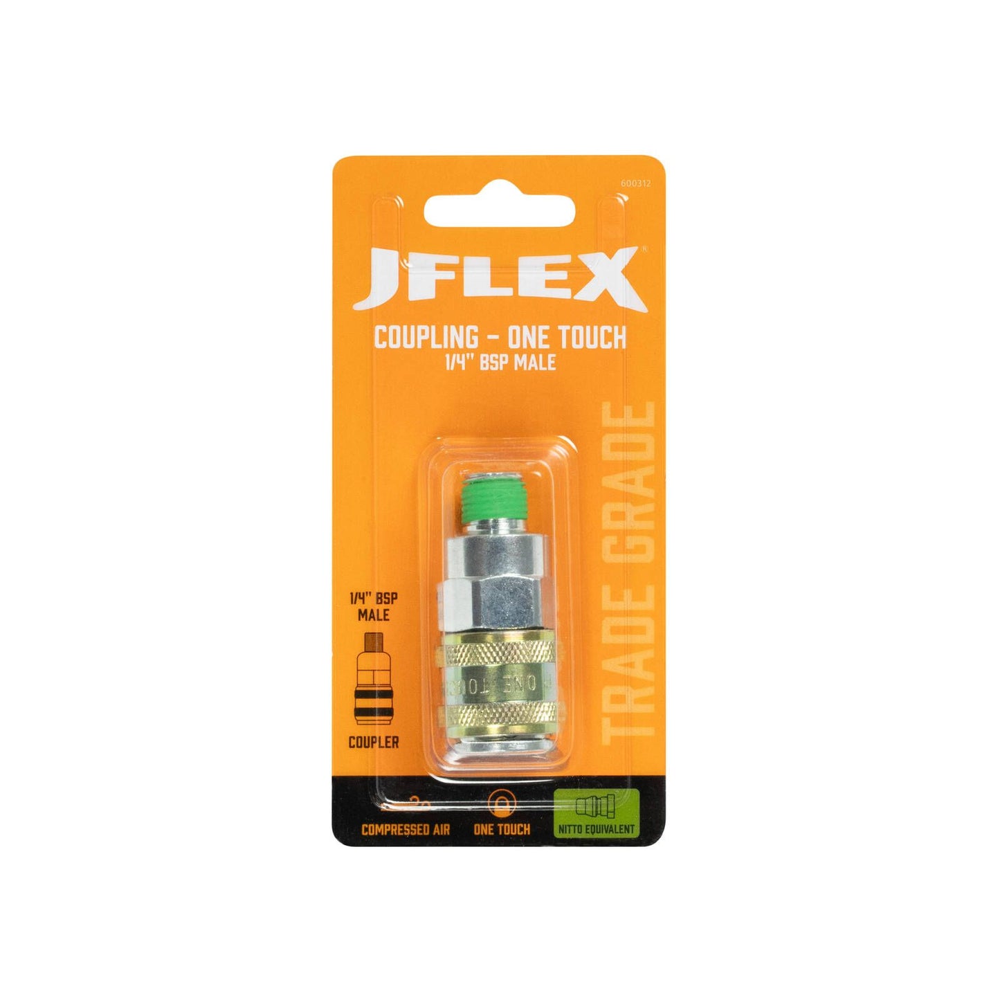 Jflex BSP Male Coupling - 1/4" - Nitto Equivalent - 22 x 58mm