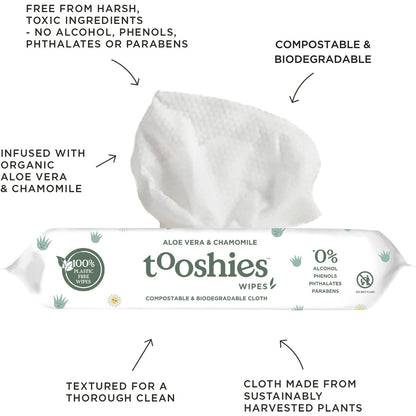Tooshies Eco Wipes Aloe Vera & Chamomile Baby Wipes 70 Pack