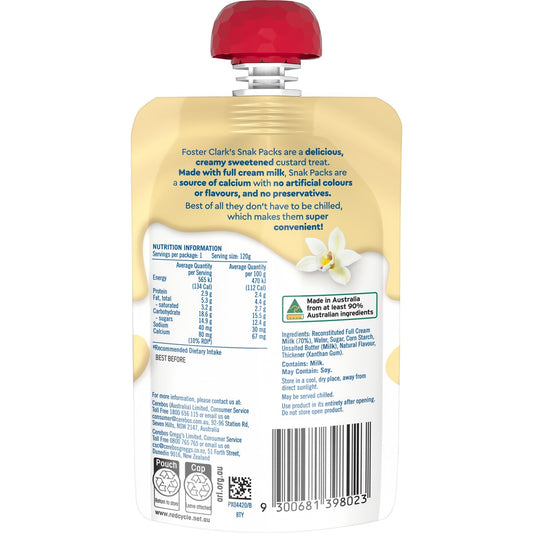 Foster Clark's Snak Pack Vanilla Flavoured Custard Pouch 120g