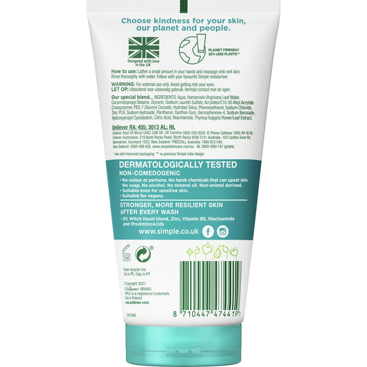 Simple Daily Skin Detox Purifying Facial Wash 150ml