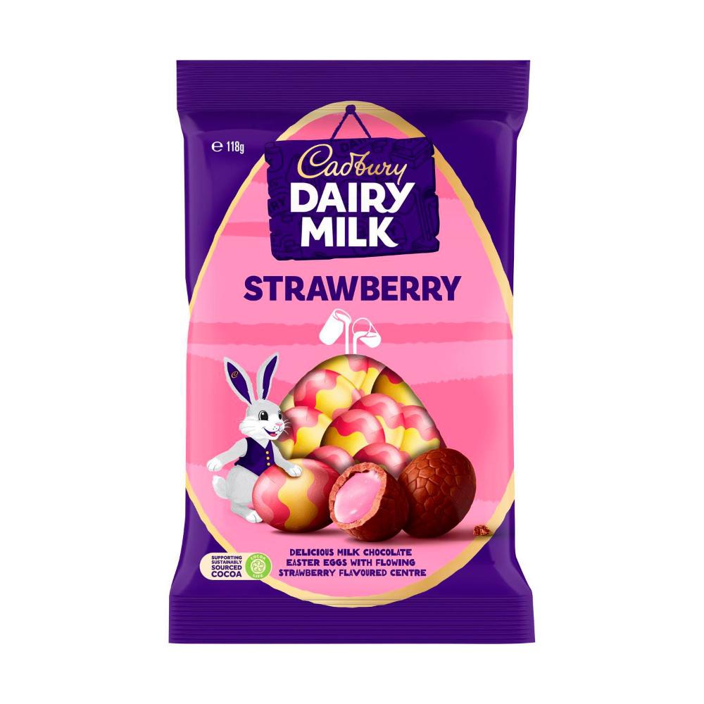 Cadbury Strawberry Easter Chocolate Eggs Bag - 118g
