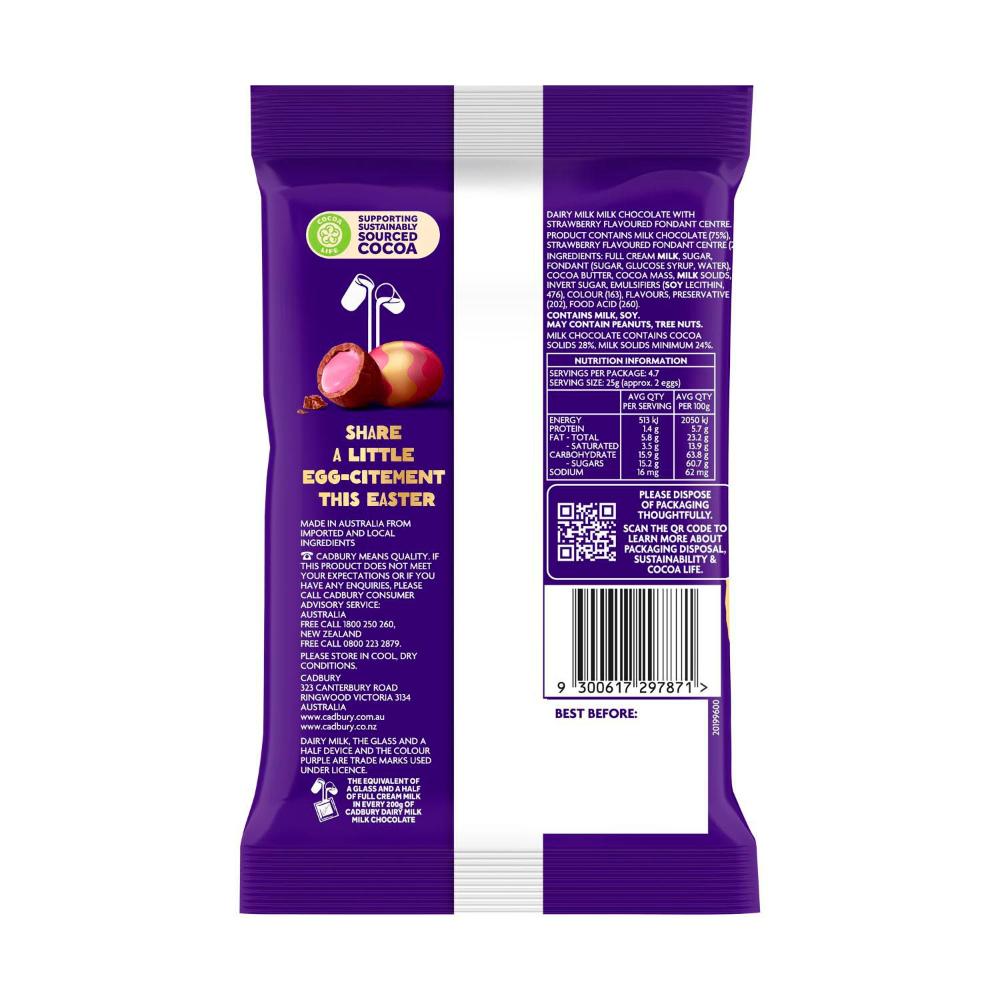 Cadbury Strawberry Easter Chocolate Eggs Bag - 118g