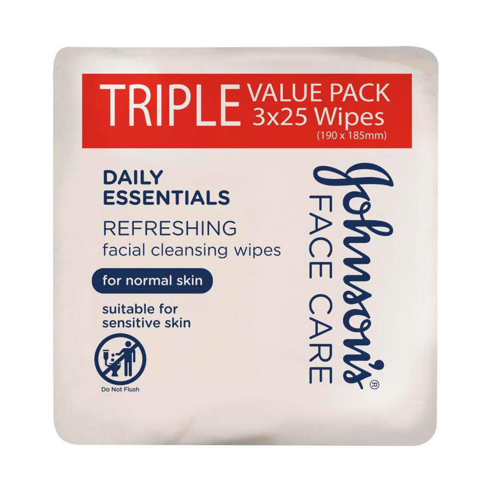 Johnson's 3 In 1 eansing Wipes Normal Value - 75 pack
