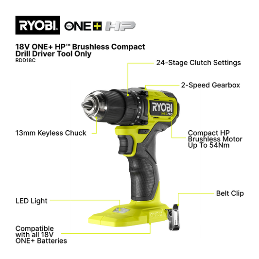 Ryobi Brushless Compact Drill Driver 18V