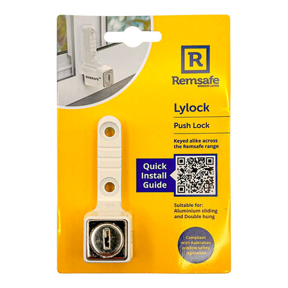 Remsafe White Lylock Push Lock - 22 x 77mm