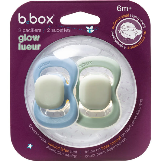 B.box Soother Latex Glow 6+ Months Dummies Assorted 2 Pack