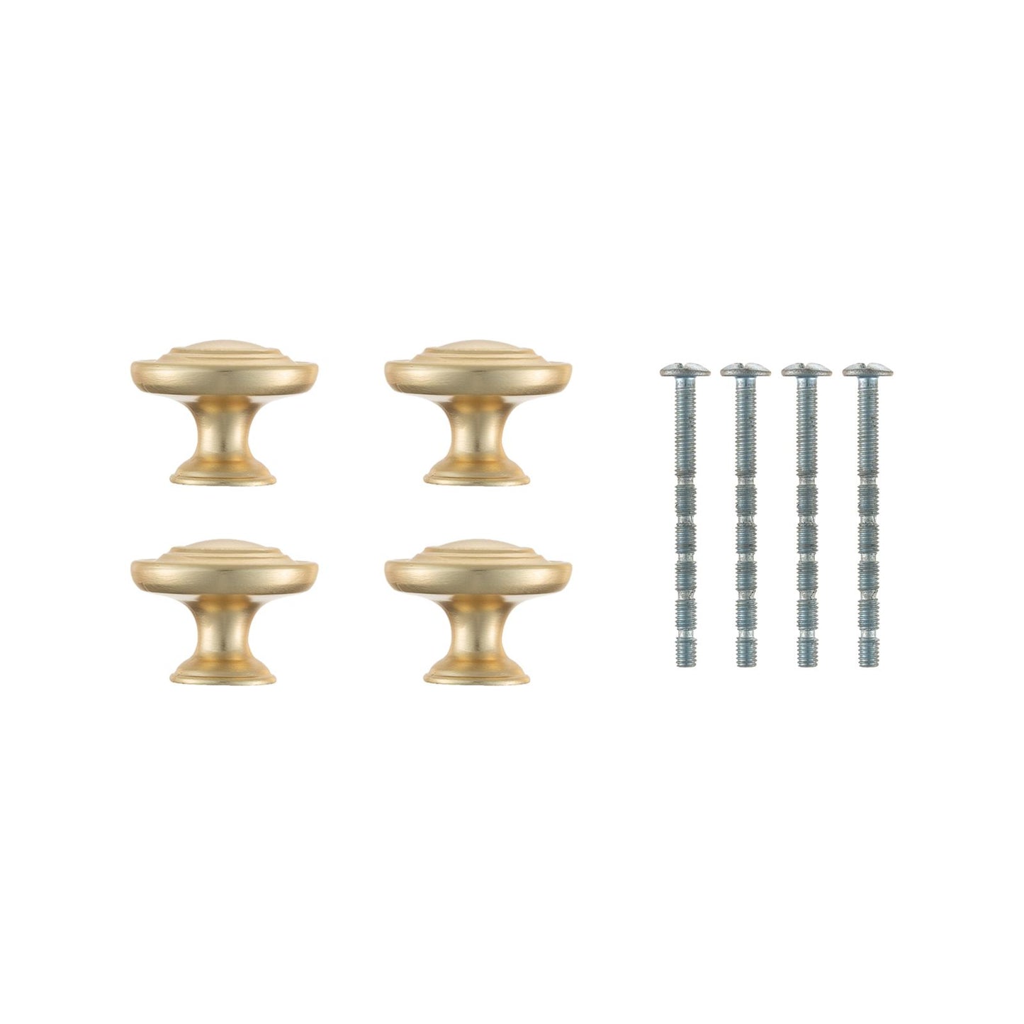 Taskmaster Round Cabinet Knob - 34mm - Brushed Brass - 4 Pack