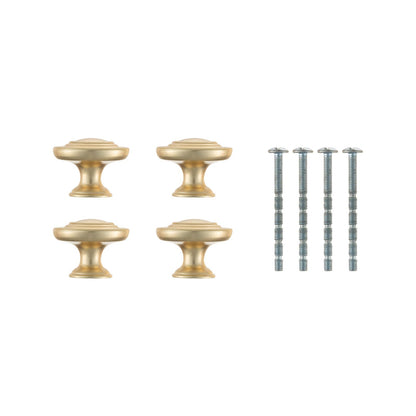 Taskmaster Round Cabinet Knob - 34mm - Brushed Brass - 4 Pack