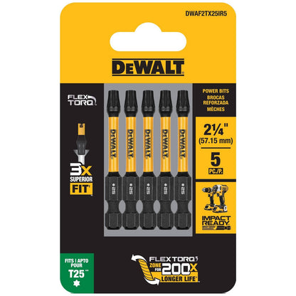 Dewalt Flextorq Screwdriver Bit - 57mm TX25 - 5 Pack