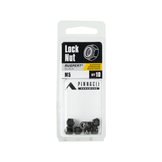 Pinnacle M5 Black Nylon Lock Nut - 10 Pack