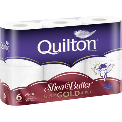 Quilton Gold Shea Butter 4 Ply Toilet Paper 6 Pack