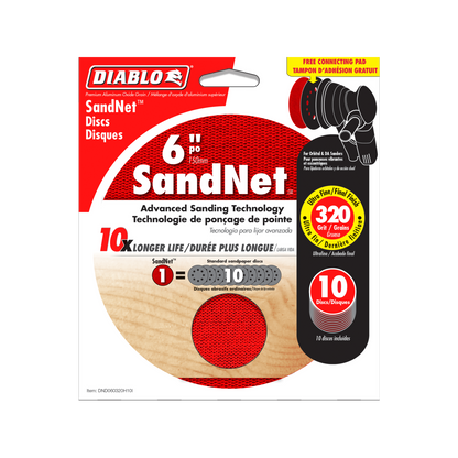 Diablo Orbital SandNet Discs - 150mm - Aluminium Oxide - 320 Grit - 10 Pack