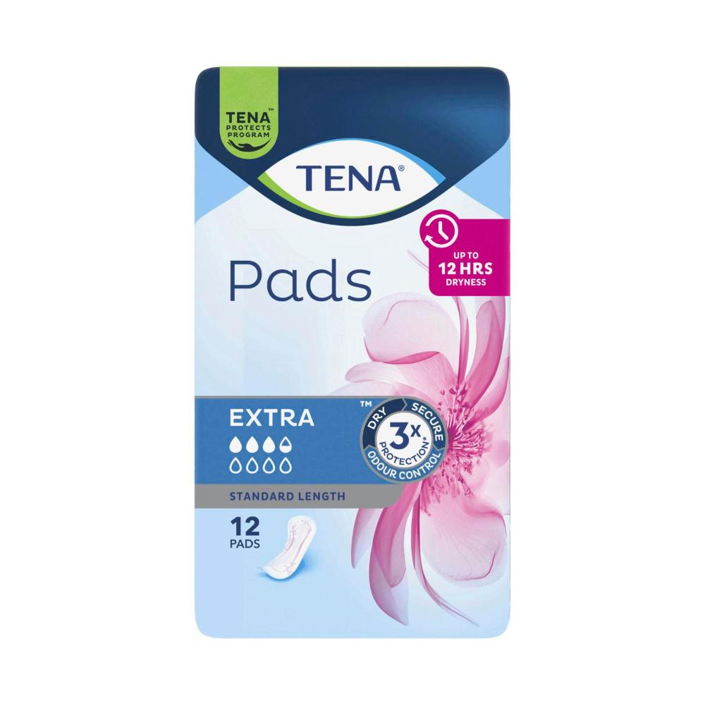 Tena Extra Standard Length Incontinence Pads - 12 pack