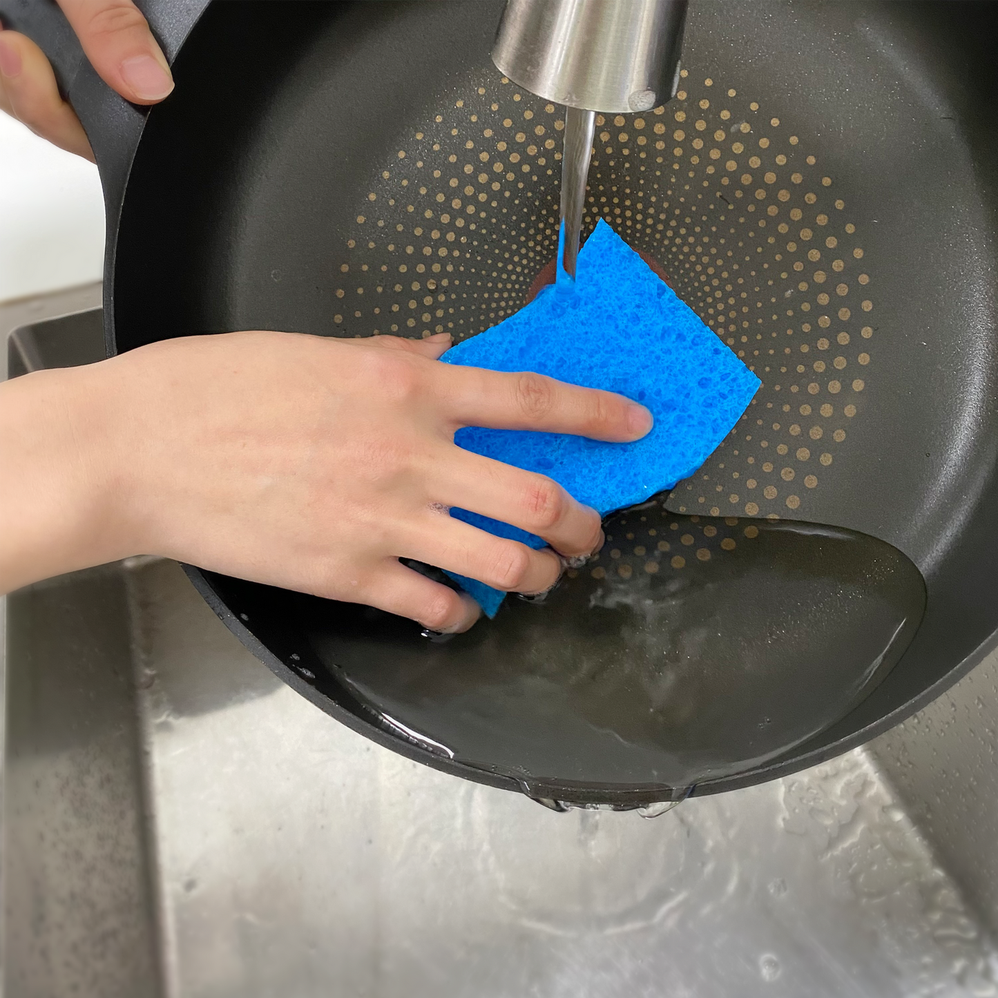 All Set Non Scratch Cellulose Sponge Scourers - 20 x 74 x 115mm - 3 Pack - Blue