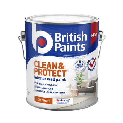 British Paints Clean and Protect Low Sheen Interior Paint - 2L - White