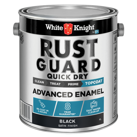 White Knight Rust Guard Black Satin Enamel Paint - 4L