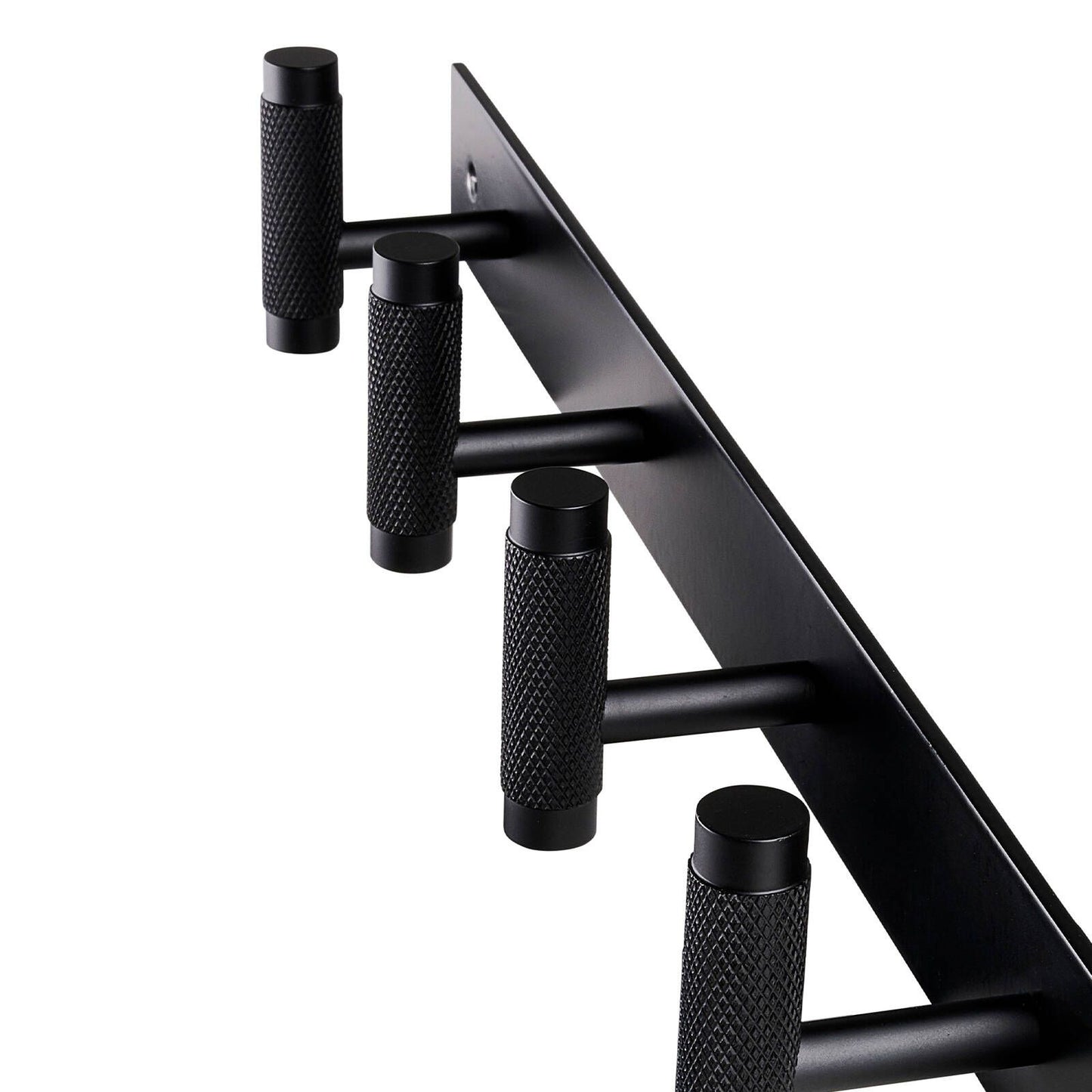 Adoored 4 Hook Black Knurled Hook Rack 400mm