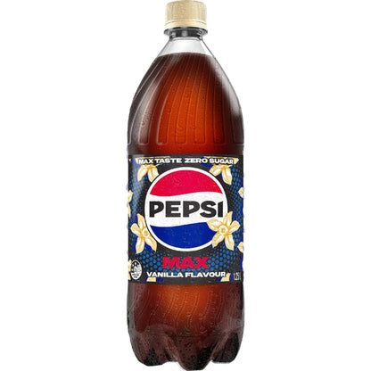 Pepsi Max Cola No Sugar Vanilla Soft Drink Bottle 1.25l