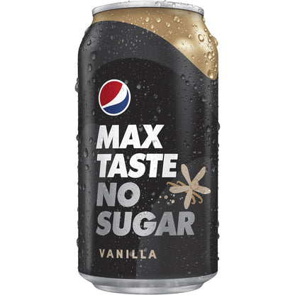 Pepsi Max No Sugar Vanilla Soft Drink Cans 375ml X 10 Pack