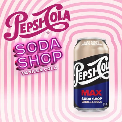 Pepsi Max No Sugar Vanilla Soft Drink Cans 375ml X 10 Pack