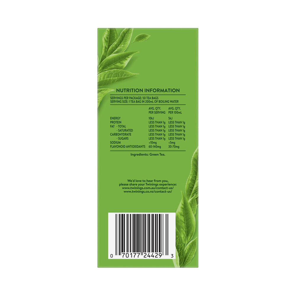 Twinings Pure Green Tea Bags 50 Pack - 100g