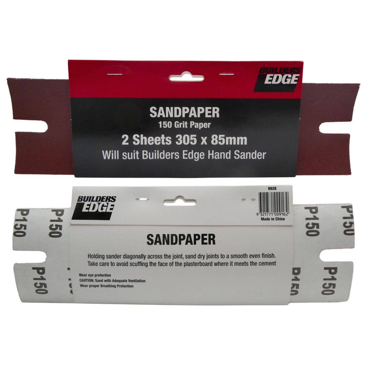 Builders Edge Sandpaper - 150g - 2 Pack - 305mm x 85mm