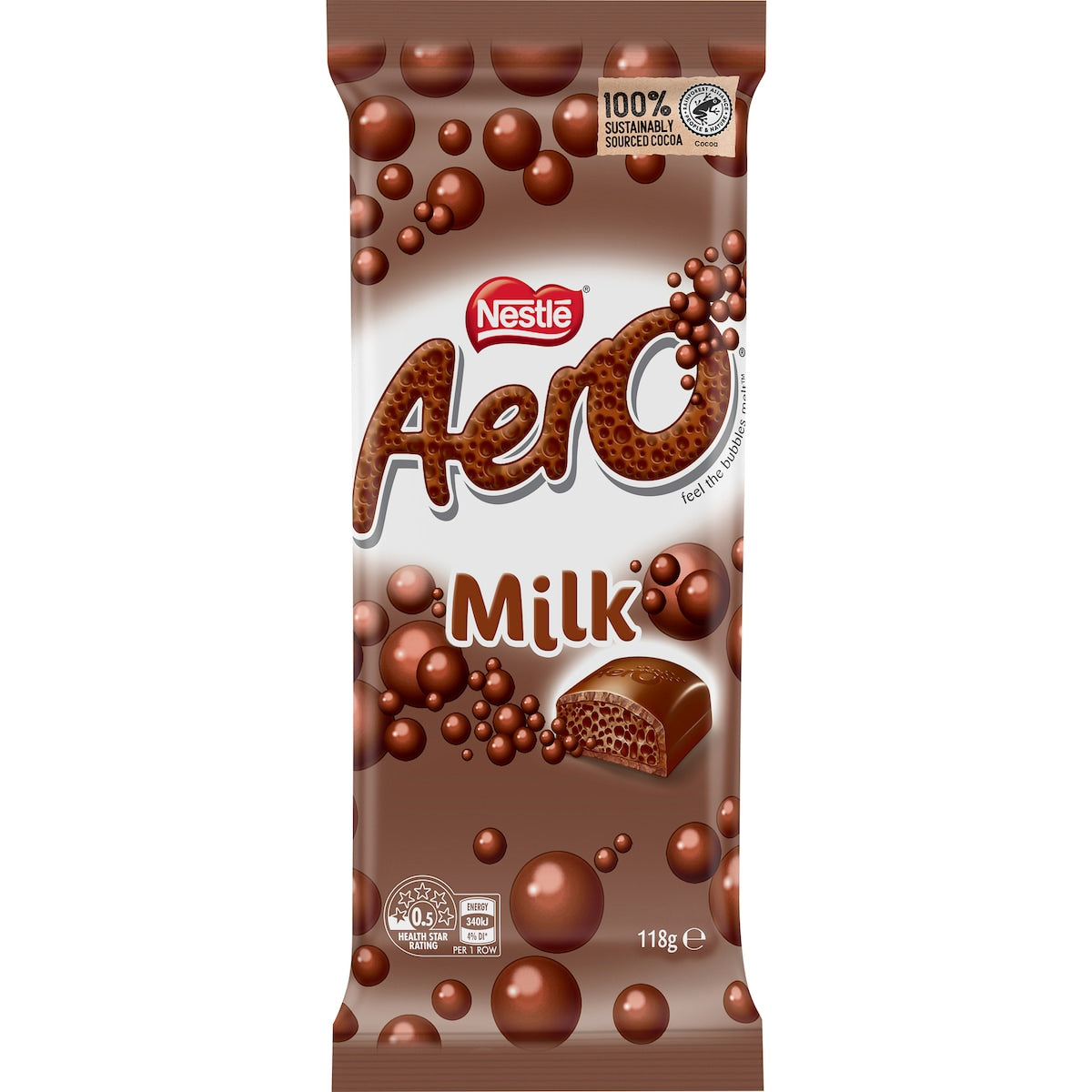 Nestle Aero Milk Chocolate Block Block 118g