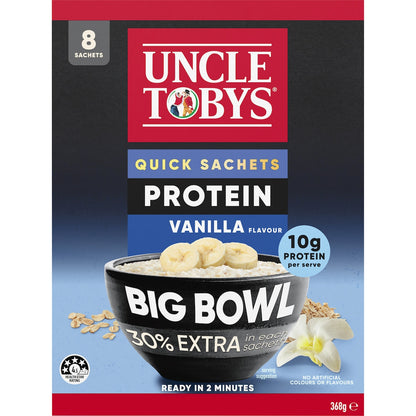 Uncle Tobys Big Bowl Quick Oats Protein Vanilla Porridge 368g X 8 Pack