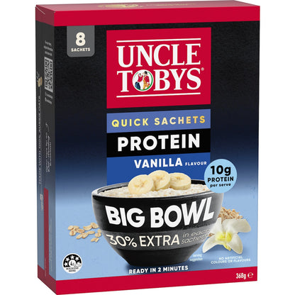 Uncle Tobys Big Bowl Quick Oats Protein Vanilla Porridge 368g X 8 Pack