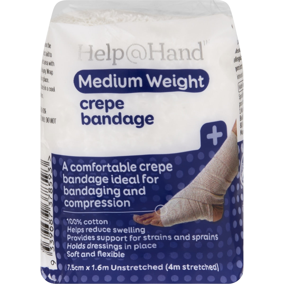 Help@hand Medium Weight Crepe Bandage 7.5cm X 1.6m Each