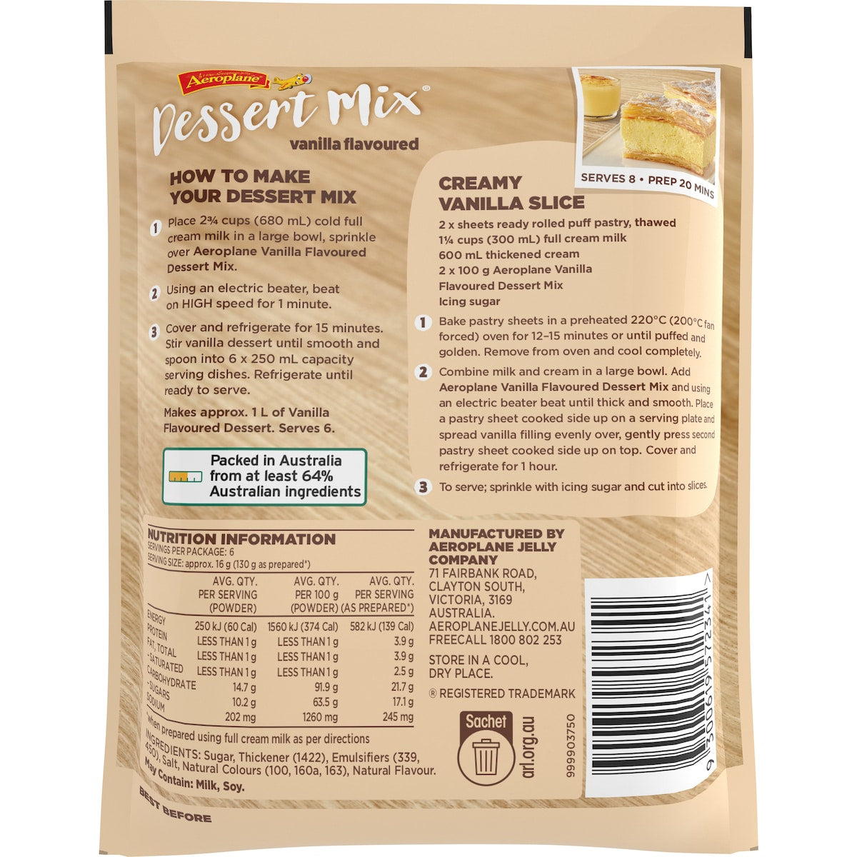 Aeroplane Dessert Mix Vanilla Flavour 100g