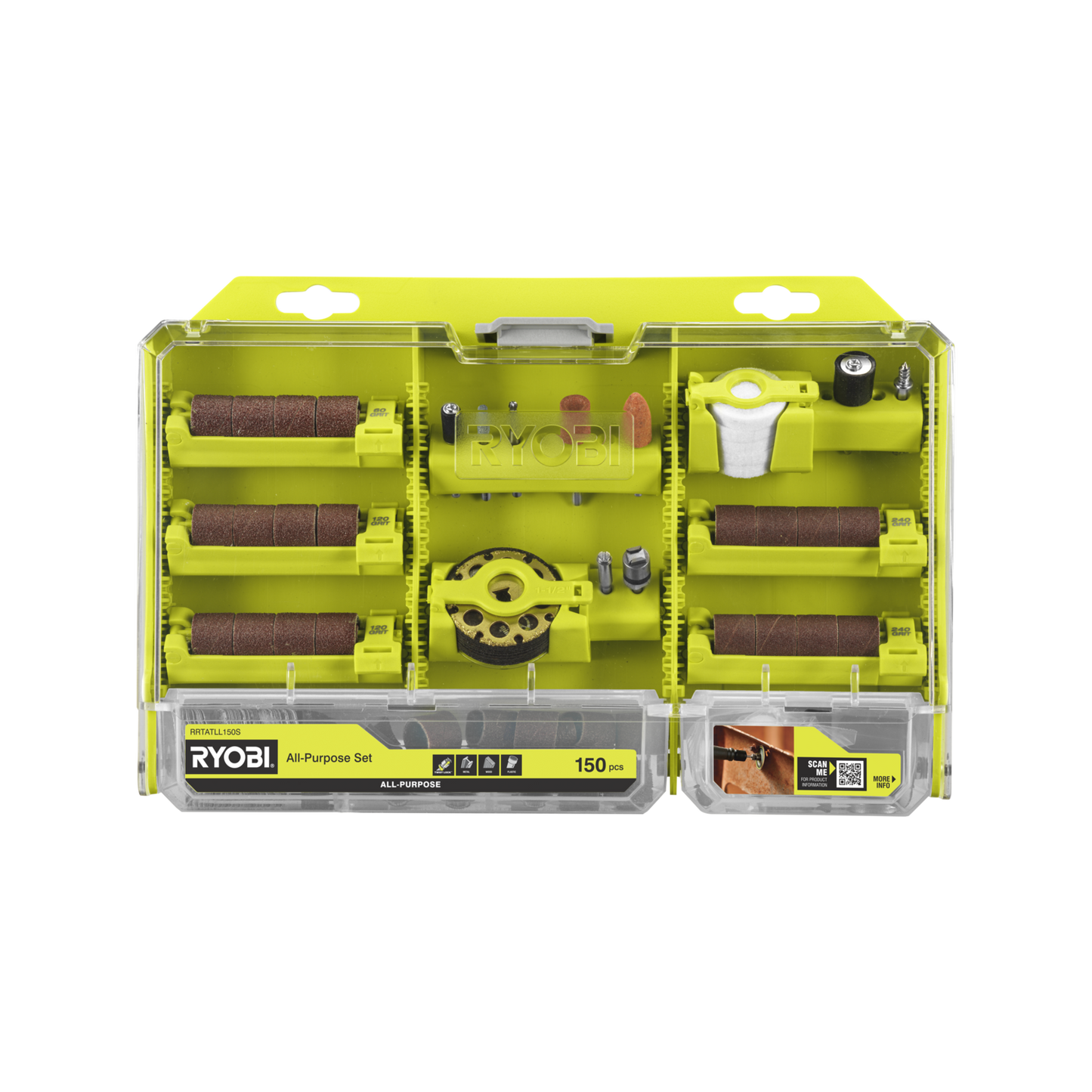 Ryobi Twist Lock Rotary Tool Accessory Set - 55 x 1 x 101mm - 150 Piece
