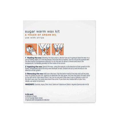 Veet Sugar Warm Wax Kit And 12 Hair Removal Wax Strips With Argan Oil Face And Body - 360g