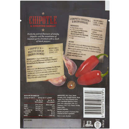 McCormick Grill Mates Chipotle & Garlic American BBQ Dry Marinade 40g