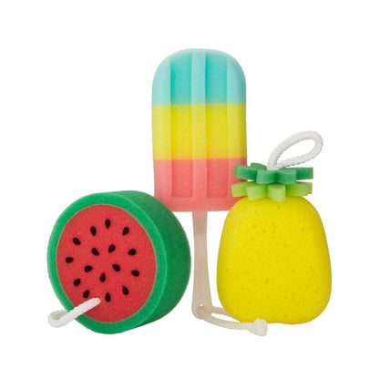 Sundae For Kids Assorted Bath Sponge Watermelon Rainbow And Cherry - 1 each