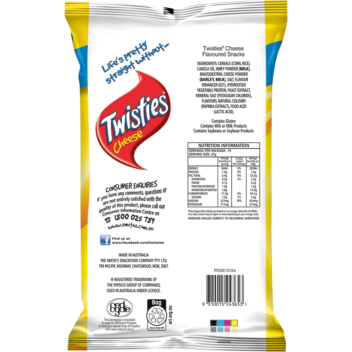 Twisties Cheese Snacks 270g